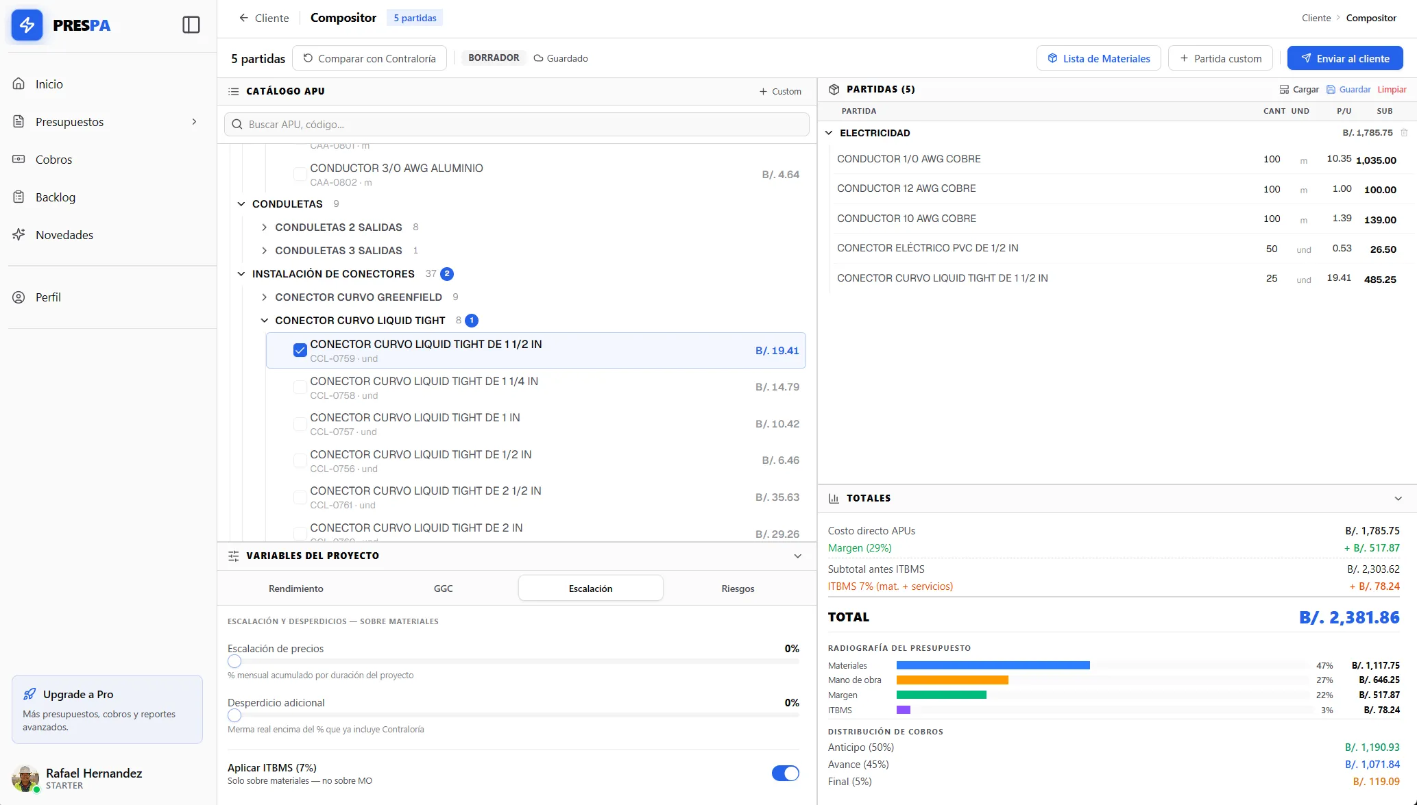 Compositor de presupuestos de Prespa